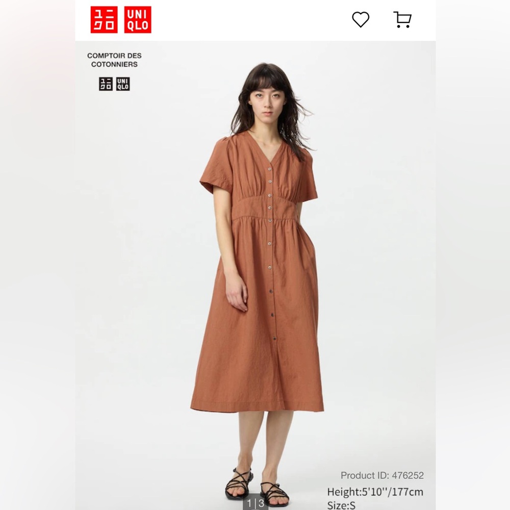 Limited edition Uniqlo V-Neck Linen Blend Dress XXS UNIQLO Orange linen dress